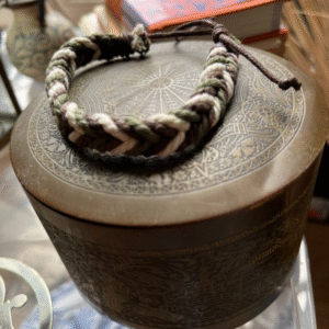 Bracelet Duo Cuir Tressé & Coton Terre